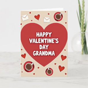Tarjeta de corazones felices de la abuela en San V