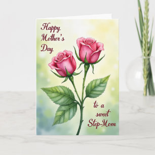 Tarjeta de Corazones Florales para Madrastra