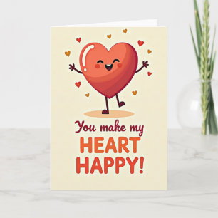 Tarjeta de Corazones Flotantes de Corazón Feliz