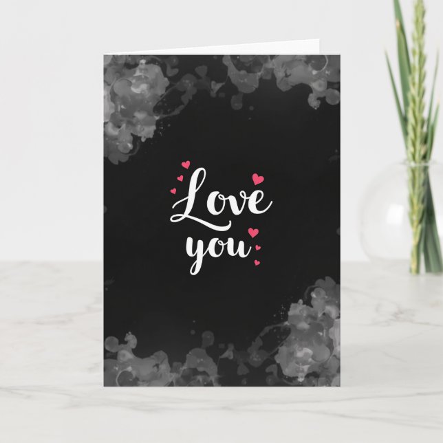 Tarjeta de corazones fucsia 'Te amo' (Anverso)