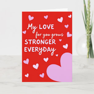 Tarjeta de corazones Mi amor crece más fuerte