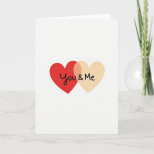 Tarjeta de corazones minimalista mate Tú y Yo