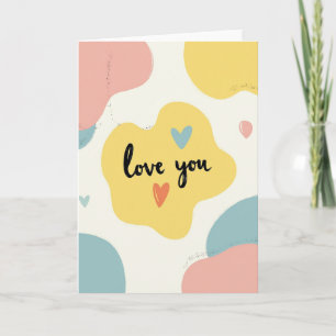 Tarjeta de corazones pastel te amo