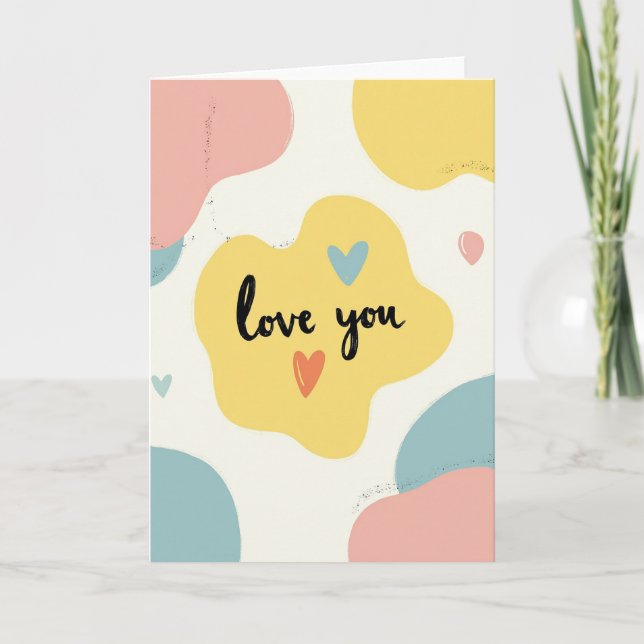 Tarjeta de corazones pastel te amo (Anverso)