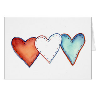 Tarjeta de corazones patrióticos
