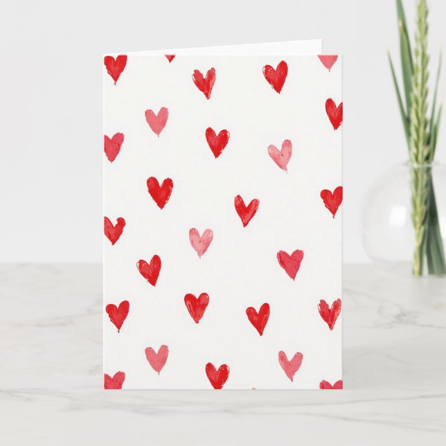 Tarjeta de Corazones Pintados Simples (Anverso)