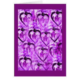 Tarjeta de corazones púrpura