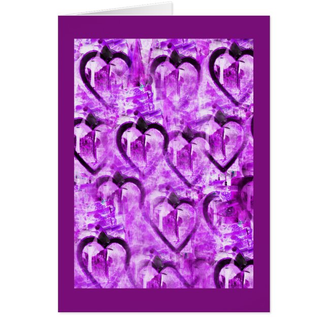 Tarjeta de corazones púrpura (Frente)