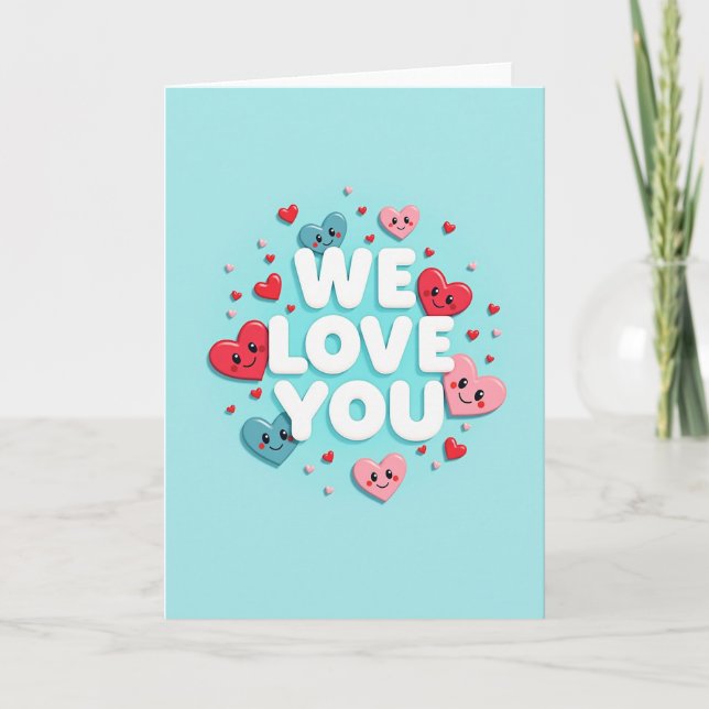 Tarjeta de corazones que te amamos (Anverso)