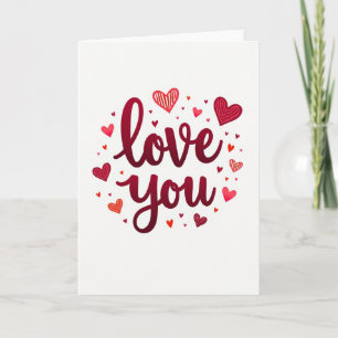 Tarjeta de corazones rayados te amo