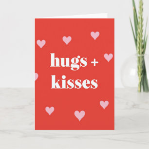 Tarjeta de Corazones Rojos Abrazos Besos