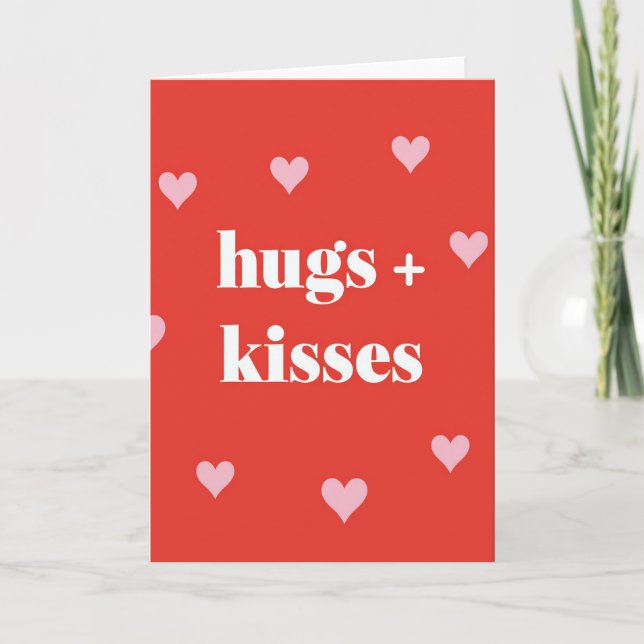 Tarjeta de Corazones Rojos Abrazos Besos (Anverso)