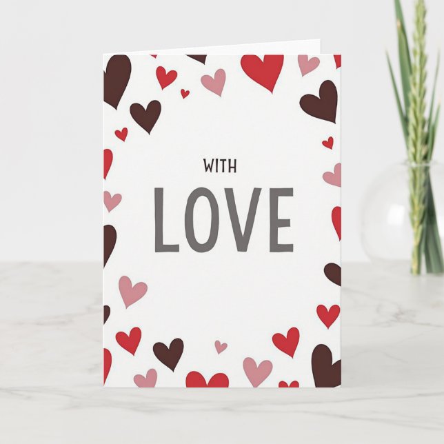 Tarjeta de Corazones Rojos con Amor (Anverso)