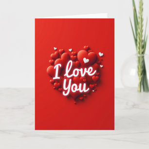 Tarjeta de Corazones Rojos Esponjosos Te Amo