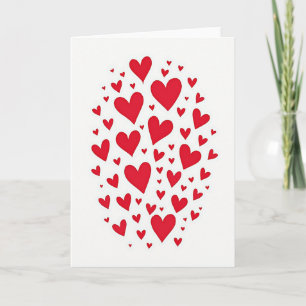 Tarjeta de corazones rojos minimalista