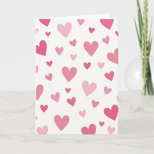 Tarjeta de corazones rosados de San Valentín