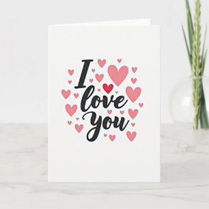 Tarjeta de corazones rosados te amo