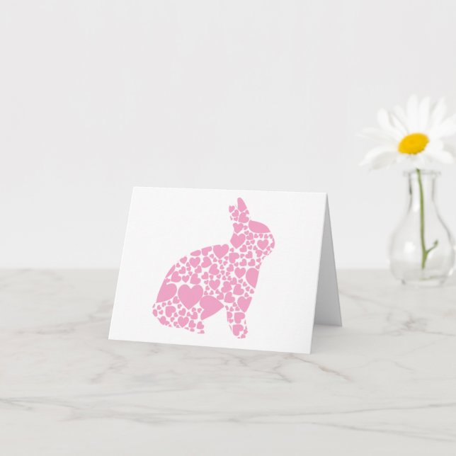 Tarjeta de corazones rosados te amo conejito (Planta pequeña)