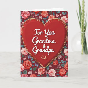 Tarjeta de Corazones Rosas Abuela Abuelo
