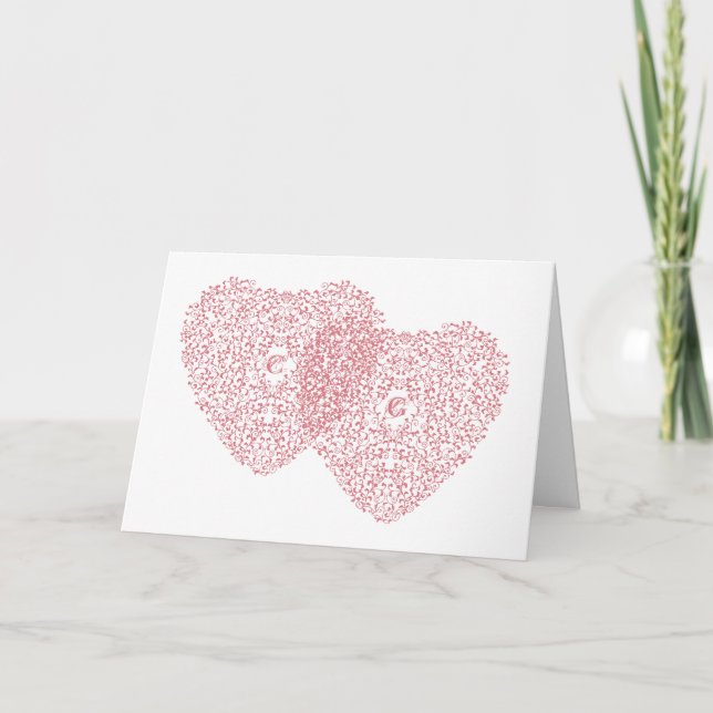 Tarjeta de Corazones Rosas Enredados (Anverso)