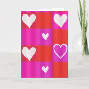 Tarjeta de corazones tejidos del Día de San Valent