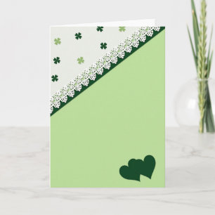 Tarjeta de corazones verdes afortunados