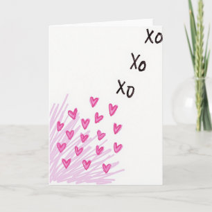 Tarjeta de corazones Xo de amor romántico