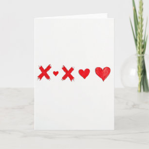 Tarjeta de corazones Xoxo rojos minimalista