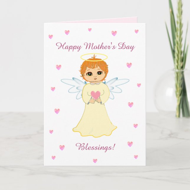 Tarjeta de corazones y bendiciones de ángel lindo  (Anverso)