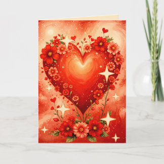 Tarjeta de Corazones y Flores