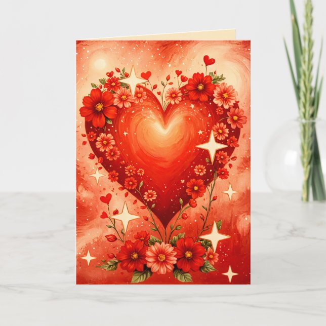Tarjeta de Corazones y Flores (Anverso)