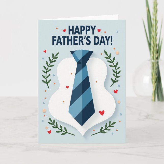 Tarjeta de corbata del Día del Padre azul cielo (Anverso)