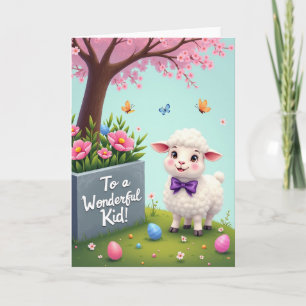 Tarjeta de cordero de primavera para un niño marav