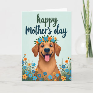 Tarjeta de Corona de Flores Cachorro Dorado