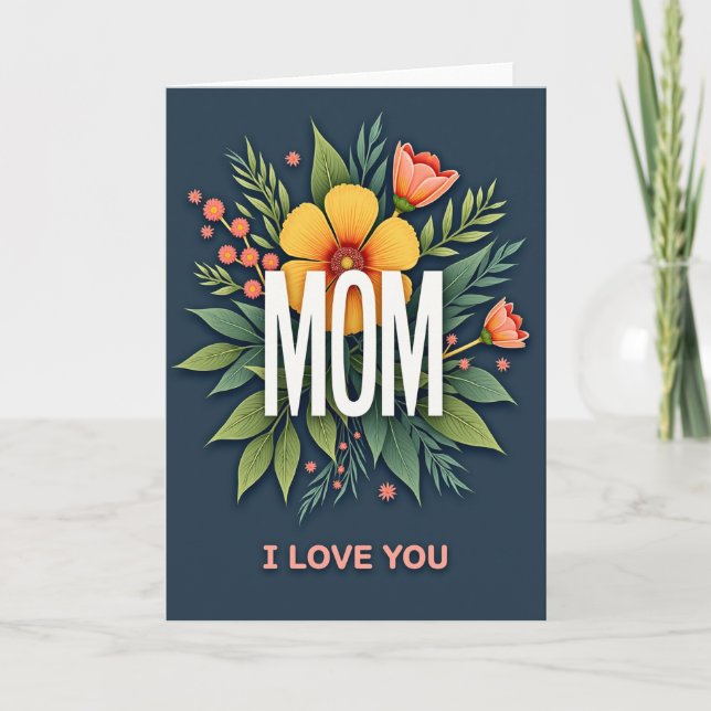 Tarjeta de Corona de Flores para Mamá Querida (Anverso)