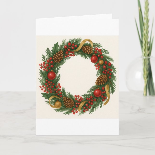 Tarjeta de Corona de Navidad (Anverso)