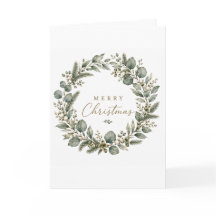 Tarjeta de corona de Navidad de eucalipto botánico