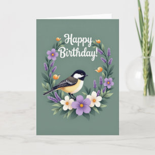 Tarjeta de corona de pájaro alegre