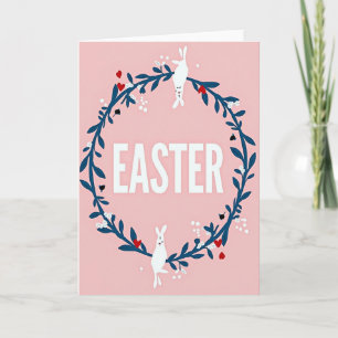 Tarjeta de Corona de Pascua Feliz