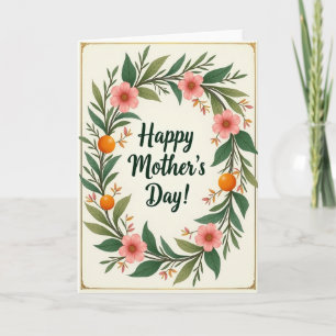 Tarjeta de corona del día de la madre feliz