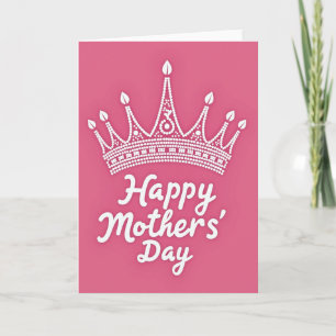 Tarjeta de corona del día de la madre feliz