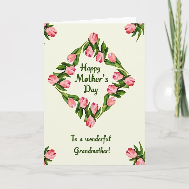 Tarjeta de Corona del Día de la Madre Florece (Anverso)