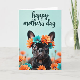 Tarjeta de Corona Floral de Cachorro Brillante