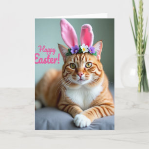 Tarjeta de Corona Floral de Gato Jengibre