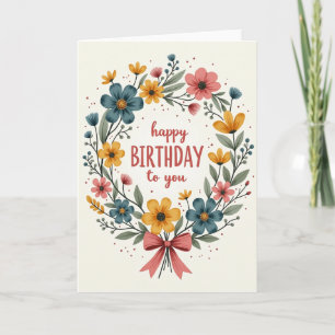Tarjeta de corona floral de lunares