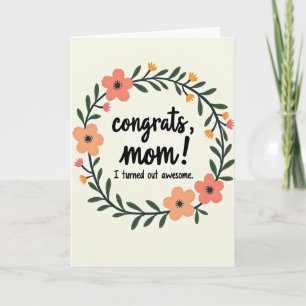 Tarjeta de corona floral de mamá increíble