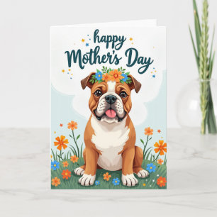 Tarjeta de corona floral de perro lindo mate
