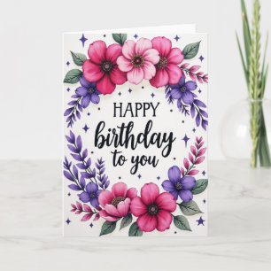 Tarjeta de Corona Floral de Rayas