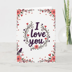 Tarjeta de corona floral Romántica Te Amo