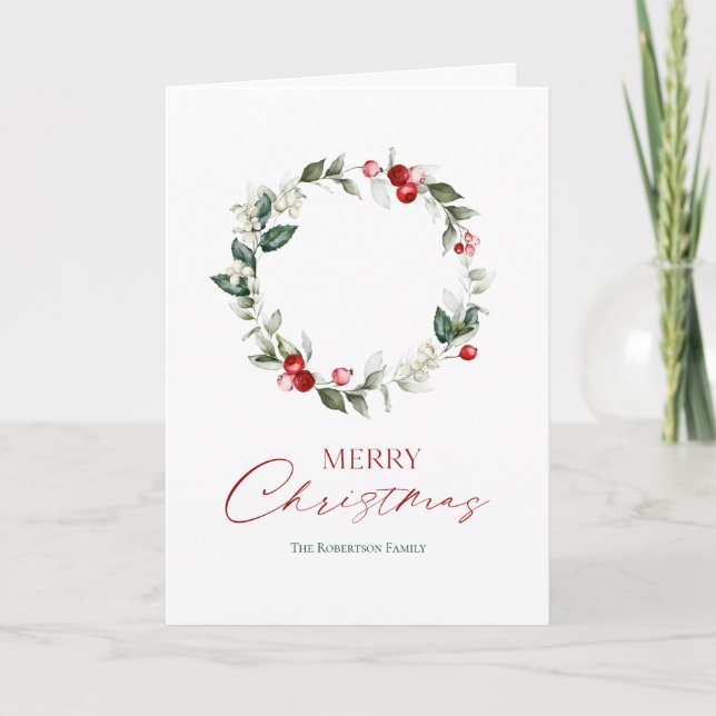 Tarjeta de corona para Navidades elegantes (Anverso)